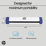 HP Small USB Document & Photo Scanner for Portable 1-Sided Sheetfed Digital Scanning, Model HPPS100, for Home, Office & Business, PC and Mac Compatible, HP WorkScan Software Included HP