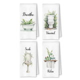 ArtisaEura Boho Farmhouse Bathroom Hand Towels Set of 4, Relax Breathe Soak Unwind Botanical Decorative Hand Towels for Gym Yoga Spa Decor, Modern Farmhouse Bathroom Decor, 16x24 Inches ArtisaEura