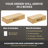 HAMBING Glass Display Cabinet with LED Lights and Lock, 4-Shelf Tempered Glass Curio Cabinet with 2 Doors, Collectible Display Showcase for Living Room, Bedroom – Black HAMBING