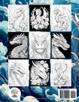 Dragon Coloring Book for Adults: 50 Dark Fantasy Mystical Creatures of Dragons for Adult Stress Relief & Relaxation (Adult Coloring Books) WoodArtSupply