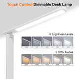 karidi LED Desk Lamp Dimmable Table Lamp Reading Lamp with USB Charging Port, 5 Lighting Modes, Sensitive Control, Foldable Portable Desk Light for Home Office Bedroom Reading (White) karidi