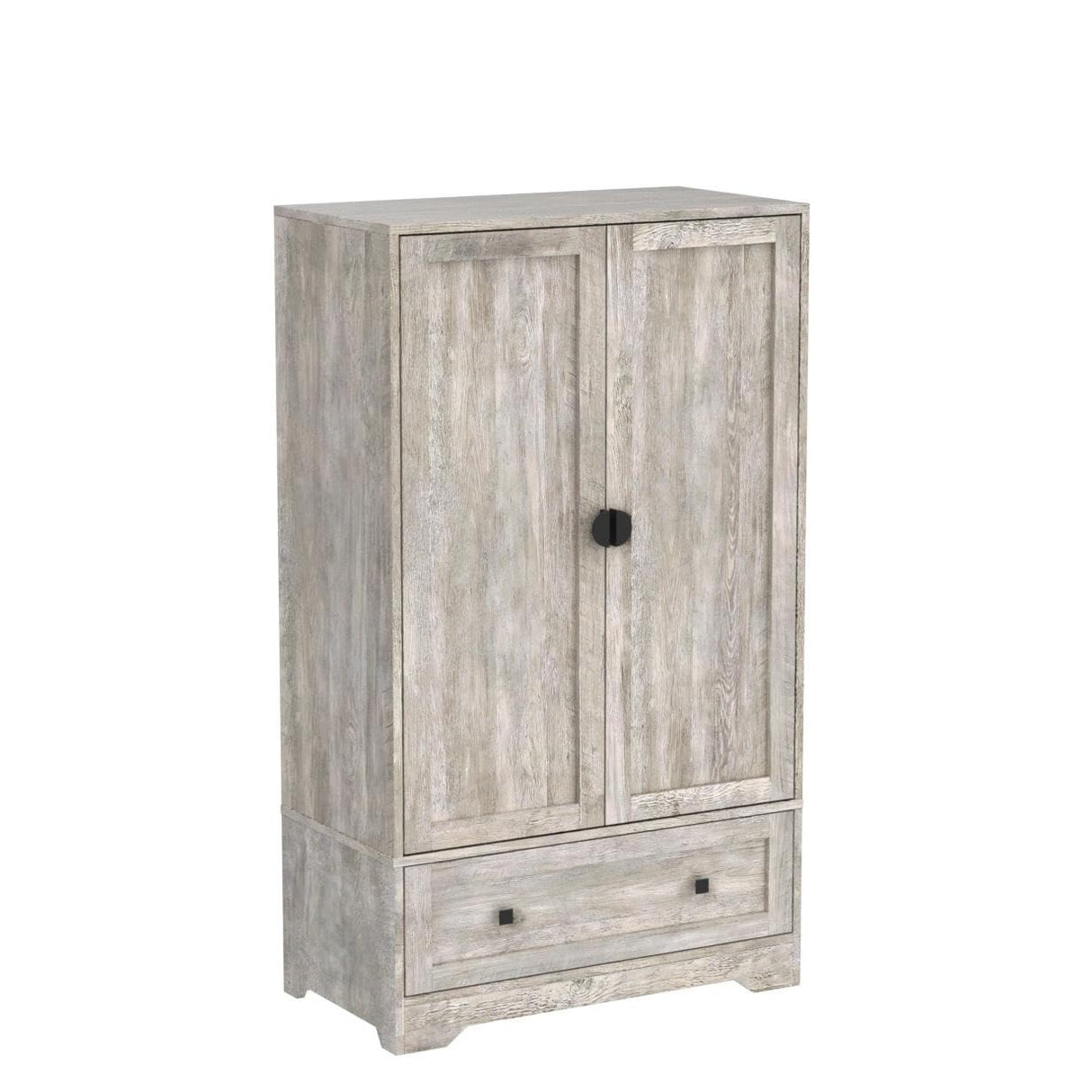 VINGLI Wide Armoire Wardrobe Closet with Hanging Rod, Adjustable Shelves and Drawer, Freestanding Wardrobe Closet with Doors, Bedroom Armoires and Wardrobes, Rustic Grey VINGLI