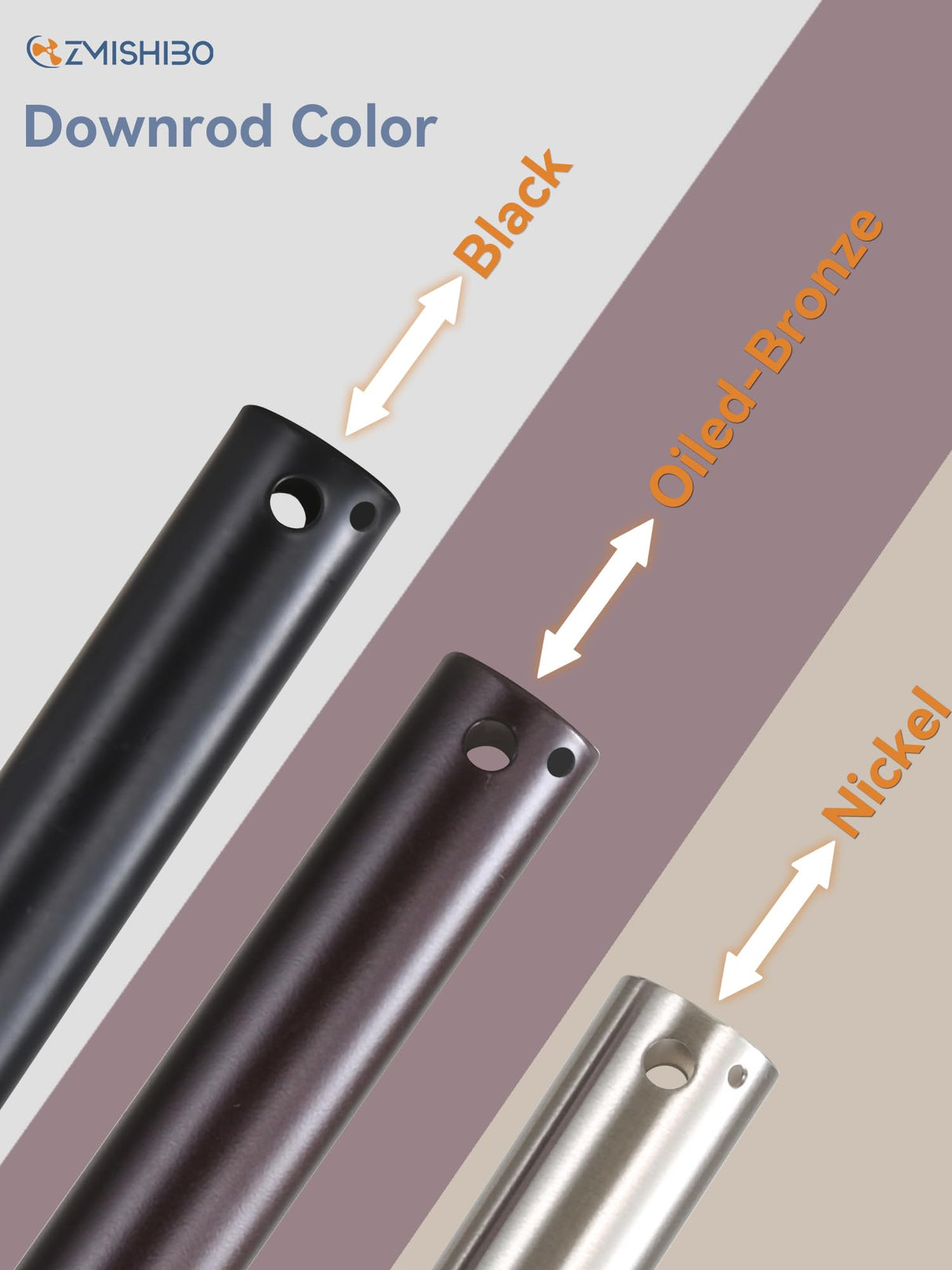 ZMISHIBO 36 Inch Ceiling Fan Downrod with Coupler, 1" Diameter and 36" Height Ceiling Fan Extension Rod with Wires, Downrods Extension for Most of Ceiling Fans, Black, Not Threaded ZMISHIBO