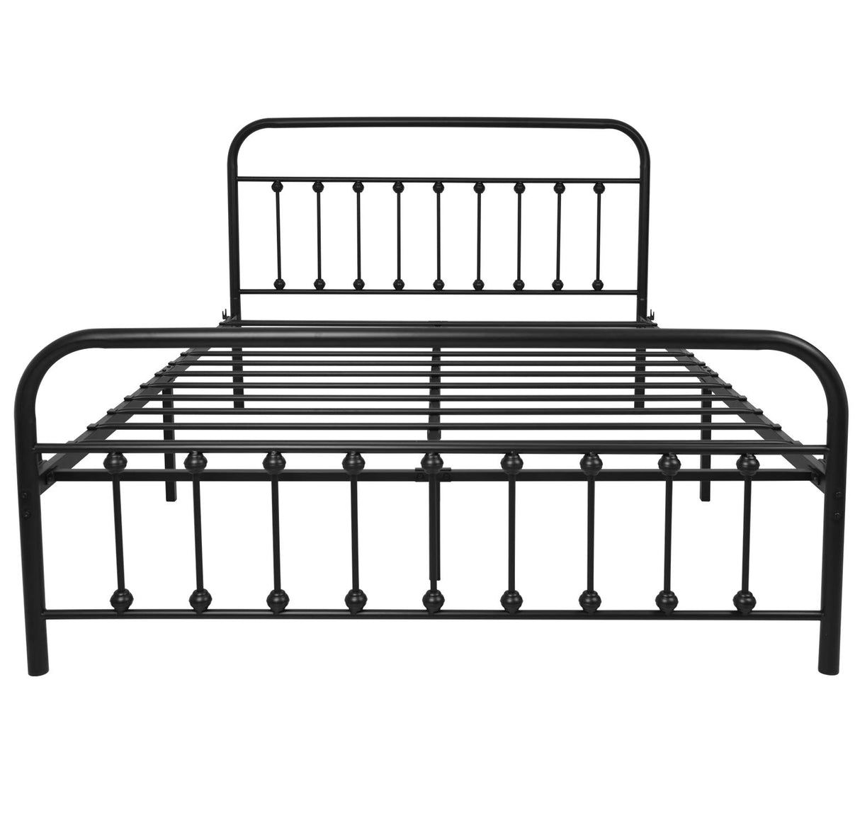 NEEBIRGELIA Black Metal Bed Frame Queen Size with Headboard and Footboard Single Platform Mattress Base,Metal Tube and Iron-Art Bed（Queen,Black） NEEBIRGELIA