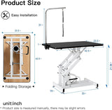 puppykitty Hydraulic Dog Grooming Table for Small/Large Dogs, Heavy Duty Professional Pet Grooming Table with Adjustable Overhead Arm and Noose, Range 21-36 Inch, Black puppykitty