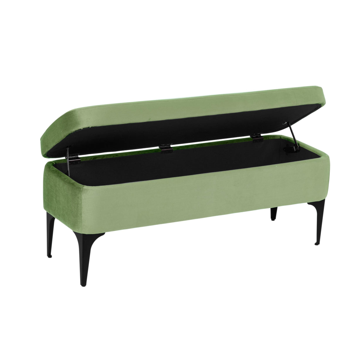 HomePop Upholstered Storage Bench with Metal Leg Home Décor|Bench with Storage for Living Room & Entryway - Green Velvet HomePop