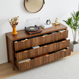 9 Drawer Dresser Cabinet, Long Nightstand with Drawers and Storage Cabinet, Farmhouse Solid Wood Dresser TV Stand, Mid Century Modern Nightstand with 9 Drawer Side Table for Bedroom Closet (Walnut) affeivul