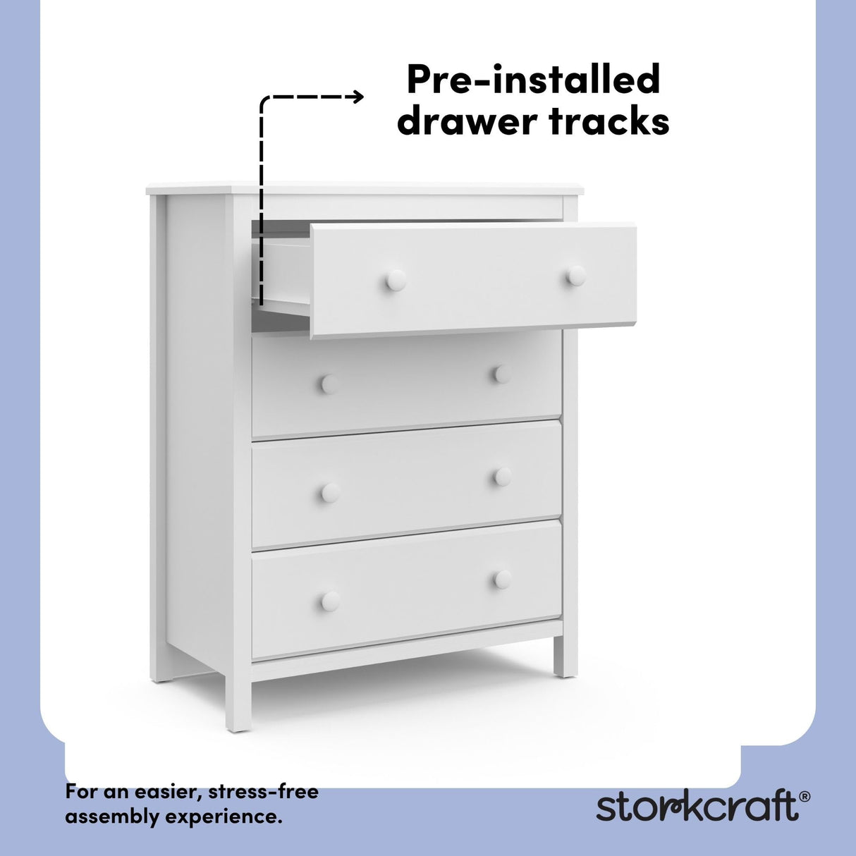 Storkcraft Alpine 4 Drawer Chest (White) – GREENGUARD Gold Certified, Dresser For Nursery, 4 Drawer Dresser, Kids Dresser, Nursery Dresser Drawer Organizer, Chest of Drawers Storkcraft