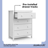 Storkcraft Alpine 4 Drawer Chest (White) – GREENGUARD Gold Certified, Dresser For Nursery, 4 Drawer Dresser, Kids Dresser, Nursery Dresser Drawer Organizer, Chest of Drawers Storkcraft