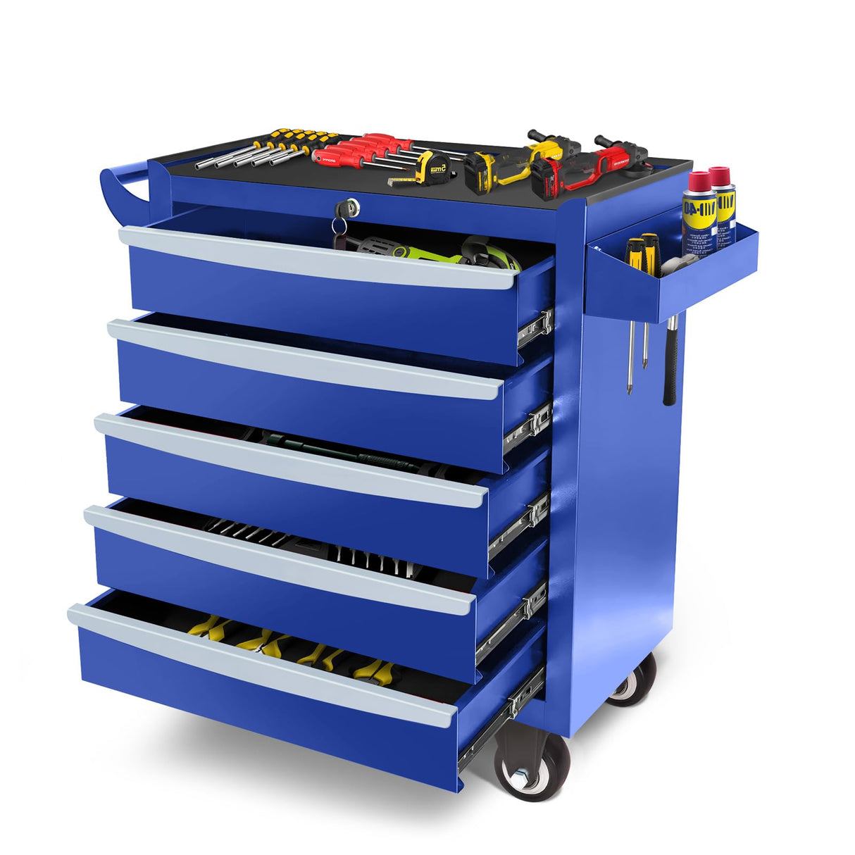 Barphygo 5-Drawer Rolling Tool Box, Tool Chest with Wheels & Lock Garage Storage Cabinets Tool Cart on Wheels, Toolbox Organization Workbench for Garage, Workshop, Warehouse & Repair Shop Barphygo