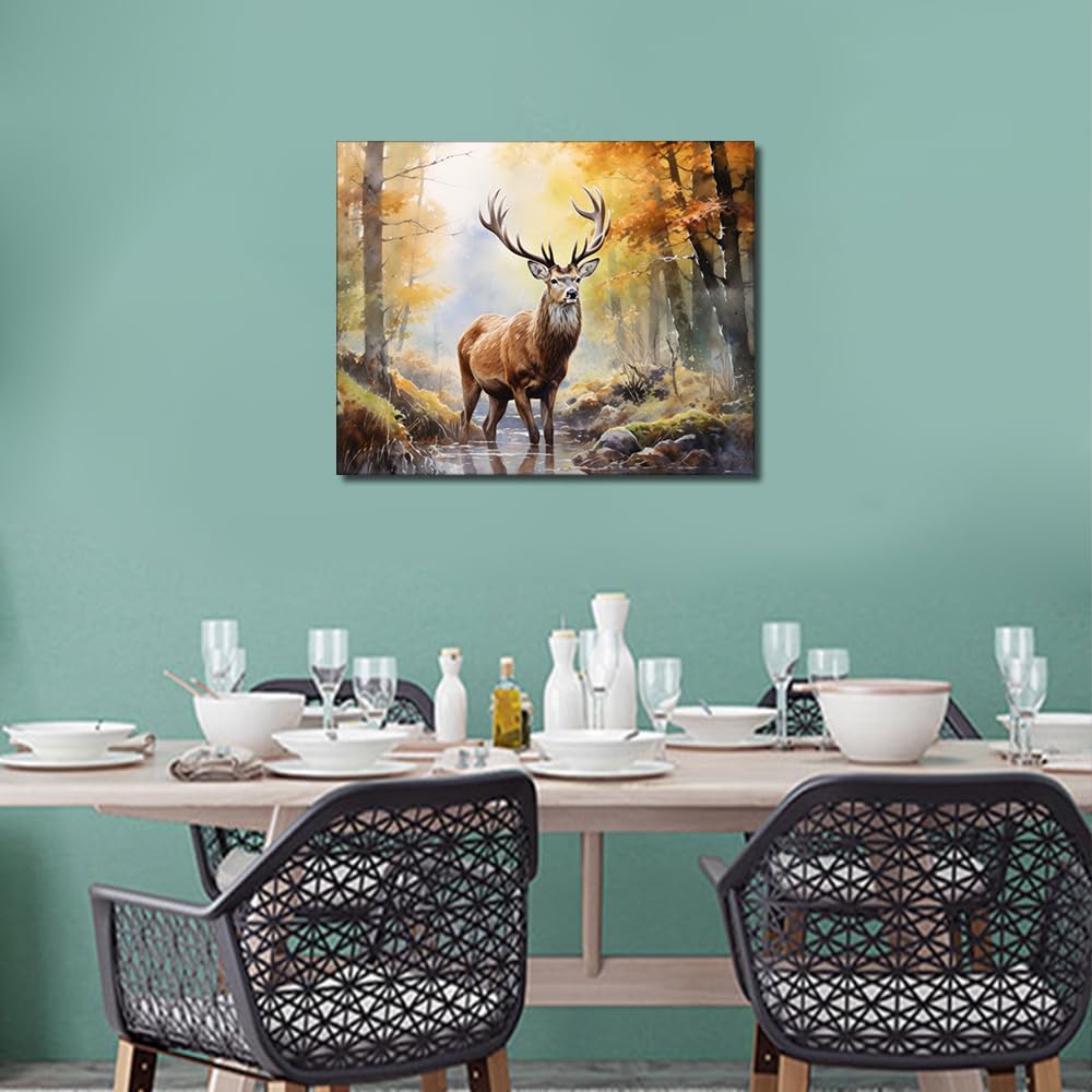 TUMOVO Deer DIY Paint by Number Flower Paint by Numbers for Adults Wild Animals Paint by Numbers Kids on Canvas Colorful Forest Paint by Numbers for Beginner Oil Painting Kits Gift 16x20inch TUMOVO