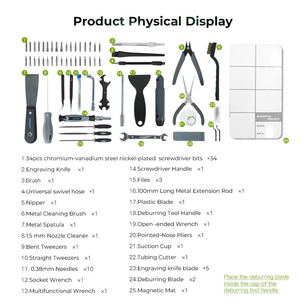 Creality 3D Printer Tool kit, 74 Pcs 3D Printer Tool kit Pro with Screwdriver Set, Nozzle Cleaner, and Other 3D Printer Accessories for All 3D Printer Assembly/Removal/Cleaning/Maintenance - WoodArtSupply