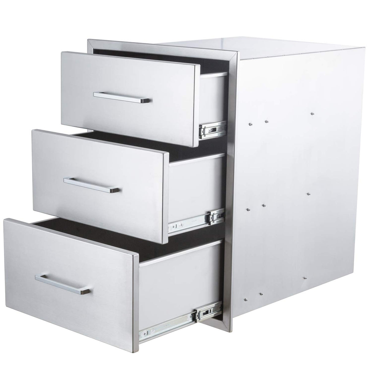 yuxiangBBQ Outdoor Kitchen Drawers Stainless Steel 3-Drawer BBQ Drawer 14" W x 20.5" H x 23" D Enclosed Built-in Drawer Flush Mount for Outdoor Kitchens & BBQ Islands yuxiangBBQ