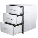 yuxiangBBQ Outdoor Kitchen Drawers Stainless Steel 3-Drawer BBQ Drawer 14" W x 20.5" H x 23" D Enclosed Built-in Drawer Flush Mount for Outdoor Kitchens & BBQ Islands yuxiangBBQ
