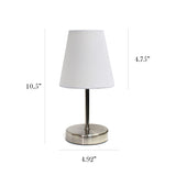 Simple Designs LT2013-WHT Mini Basic Sand Nickel Table Lamp with Fabric Shade, White Simple Designs