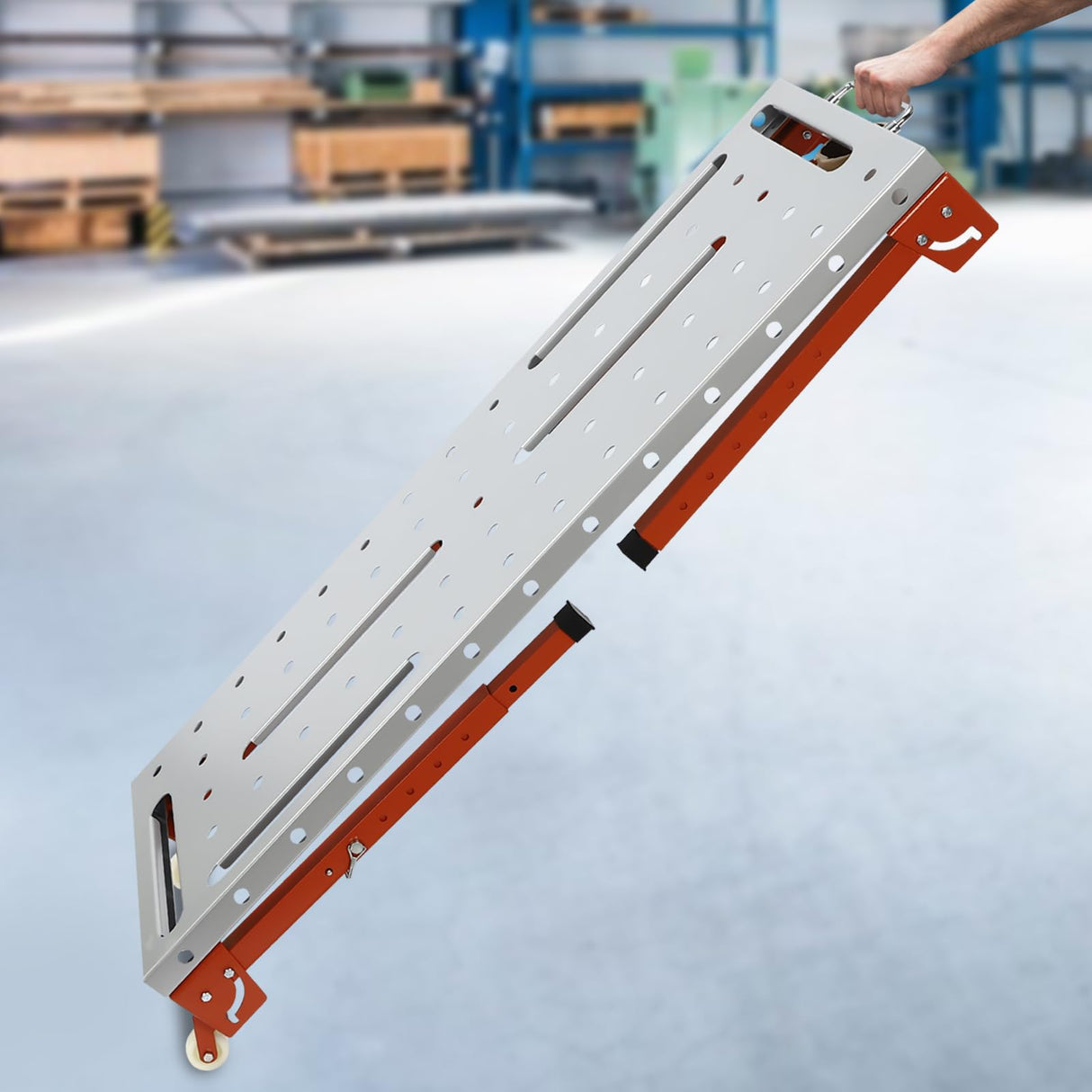 Portable Welding Table,Folding Steel Welding Workbench Table on Wheels,46 X 18in Tabletop,1000lbs Load Capacity,Adjustable Height ERAAND