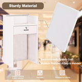 Reception Desk with Counter LED Light, Modern Front Desk with Lockable Drawer, White Retail Checkout Counter for Clothing Store Lobby Beauty Salon (White, 37.8x23.6x15.7in) CDDUOLA
