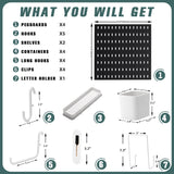 MULSAME Pegboard Combination Kit, 25.2" x 25.2" Wall Mounted Storage Set with 4 Pegboards & 20 Accessories Hanging, Peg Boards Organizer MULSAME