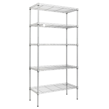 WEI WEI GLOBAL 5-Tier Metal Wire Shelving Unit, Adjustable Utility Storage Standing Rack Organizer Cabinet for Garage Laundry Bathroom Kitchen Closet -29" W x 13" D x 59" H, Silver Gray WEI WEI GLOBAL