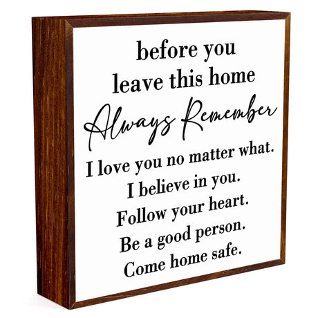 Inspirational House to live in Farmhouse, Entryway Decor Wooden Box, Always Remember You are Braver Than You Think Rustic Wood Block Plaque Box Sign for Family Friends Shelf Table Decoration. （white） MIOOKISS