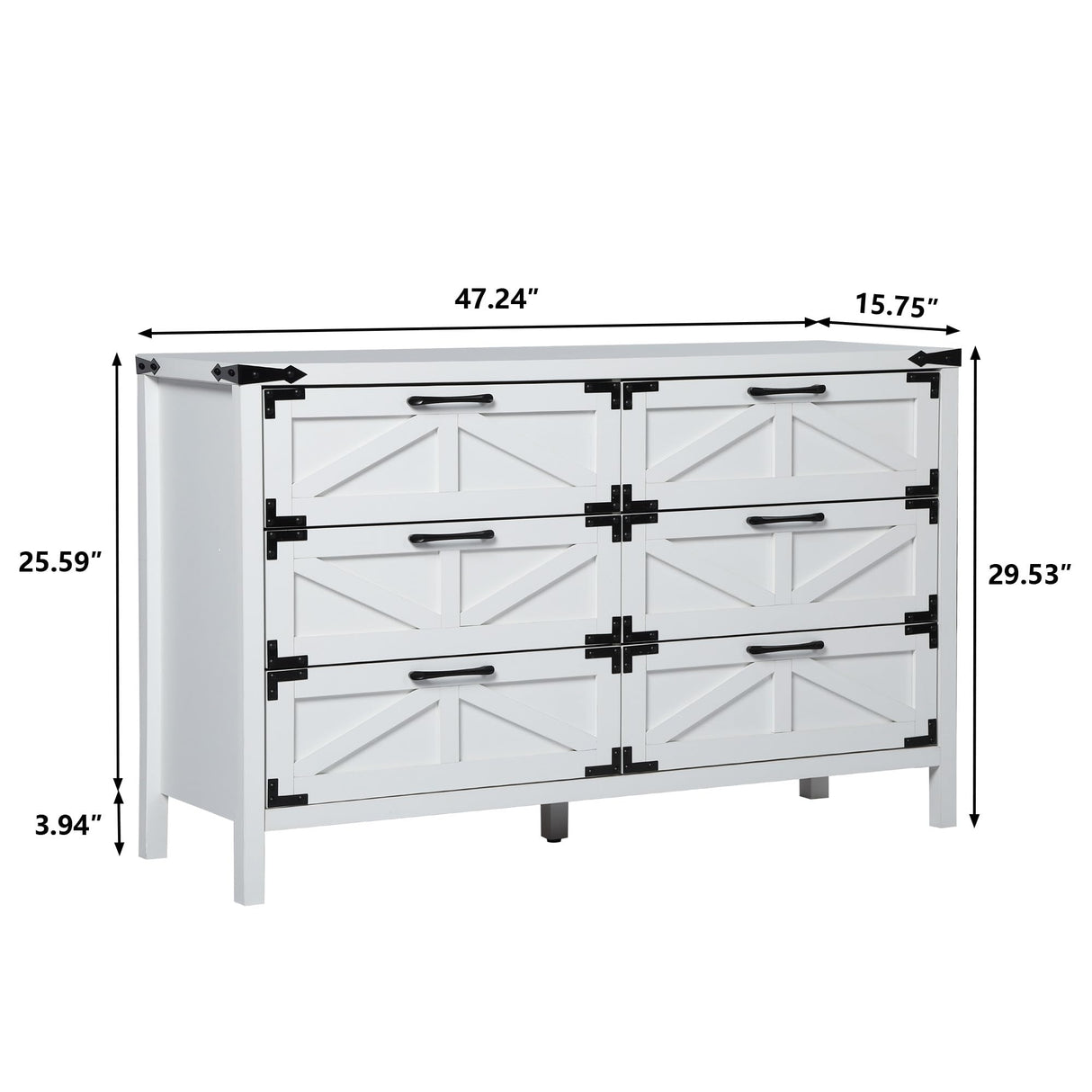 QHITTY 6 Drawers Dresser for Bedroom, Farmhouse Barn Chest of Drawers, Modern Storage Organizer Dresser for Bedroom, Hallway, Living Room QHITTY