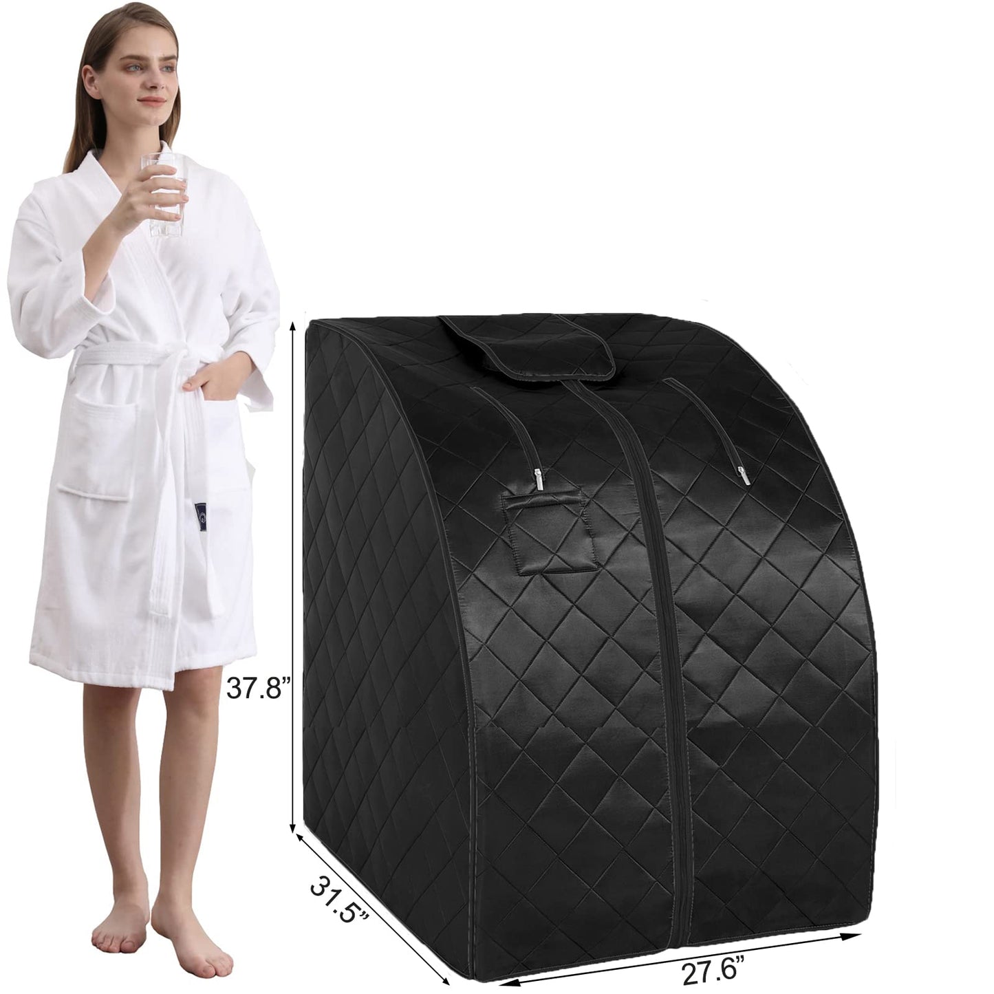 ZONEMEL Portable Infrared Sauna, 1 Person at Home Full Body Sauna, Individual Home Spa Tent with Heating Foot Pad, Upgraded Sauna Chair (L 27.6’’ x W 31.5’’ x H 37.8’’, Black)