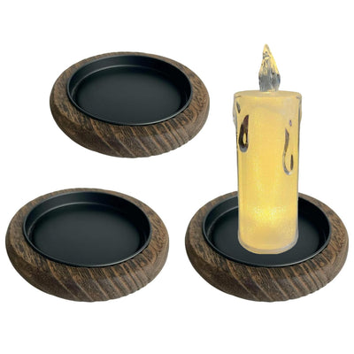 Wood Candle Holder 3 PCS Farmhouse Decor Wooden Pillar Candles Tray for Table Centerpiece Small Decorative Tray Riser Round Wooden Plate Pedestal Stand for Coffee Table for Home Decor