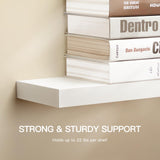 AMADA HOMEFURNISHING Floating Shelves, 32″ Large Wall Mounted Shelves for Bathroom, Bedroom, Living Room, Kitchen, Office, Hanging Shelf for Wall Décor Storage, Set of 2, White AMADA HOMEFURNISHING