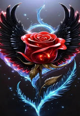 JFYHAB Angel Wings Rose Diamond Painting Kits for Adults, 5D Red Rose Diamond Art Painting by Numbers Kits, DIY Flower Diamond Dots Art Kits Full Round Drill Diamond Art Kits for Decor12x12 in JFYHAB