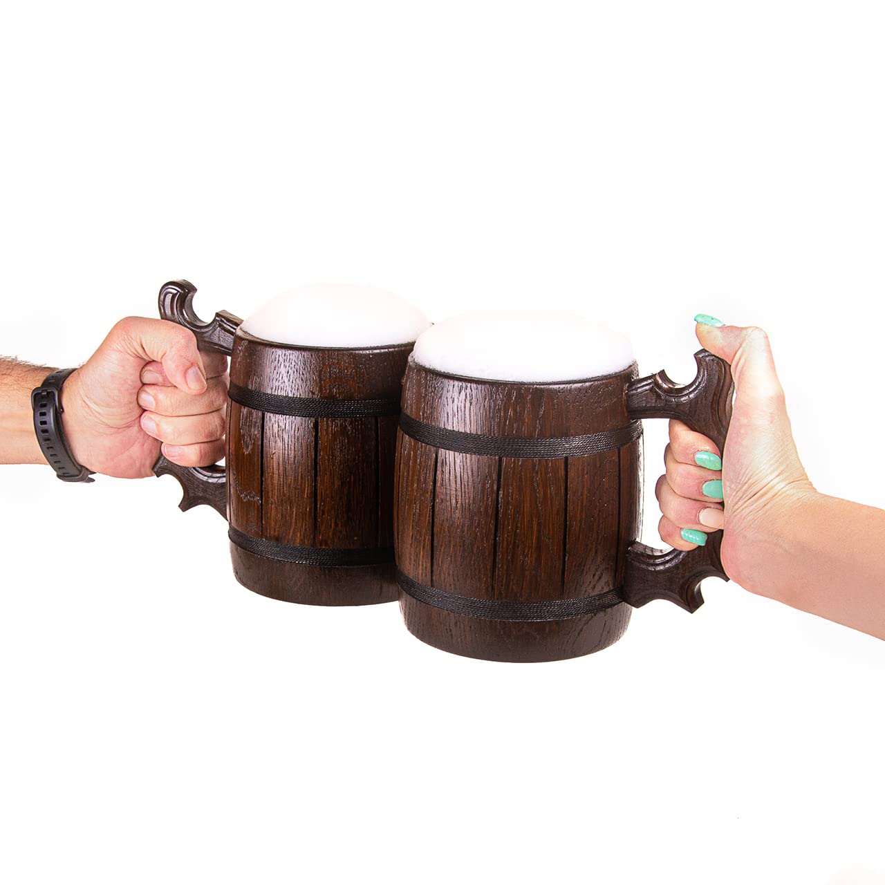 Set of 6 Handmade Wooden Beer Mug of Wood Eco Friendly Great Gift Ideas - WoodArtSupply