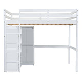 Harper & Bright Designs Full Size Loft Bed with Desk & Wardrobe, Wood Full Loft Bunk Bed with Storage Shelves and Drawers, No Box Spring Needed,White Harper & Bright Designs