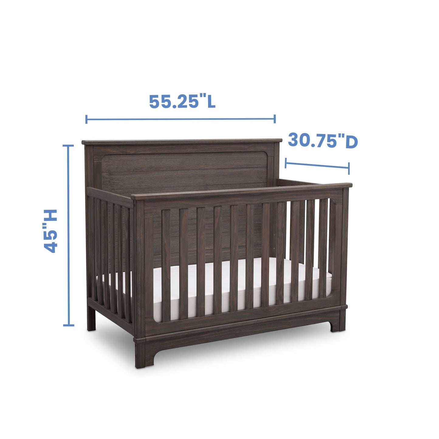 Delta Children Simmons Kids Slumbertime Monterey 4-in-1 Convertible Crib, Rustic Grey