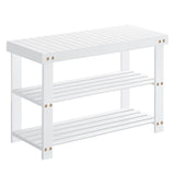 SONGMICS Shoe Rack Bench, 3-Tier Bamboo Shoe Storage Organizer, Entryway Bench, Holds Up to 286 lb, 11.3 x 27.6 x 17.8 Inches, for Entryway Bathroom Bedroom, Cloud White ULBS004W01 SONGMICS
