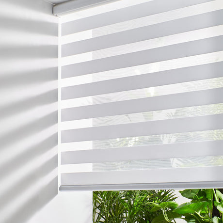 Persilux Zebra Blinds for Windows Cordless Blinds & Shades (28" W x 72" H, White) Free-Stop Roller Window Shades, Light Filtering Roller Shades for Windows, Light Control for Day and Night Persilux