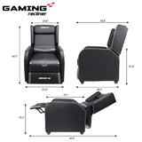 LEMBERI Gaming Recliner Chair for Adults, PU Leather Home Theater Seating Video Game Chairs for Living Room Ergonomic Racing Style Single Movie Gamer Lounge Sofa Grey LEMBERI