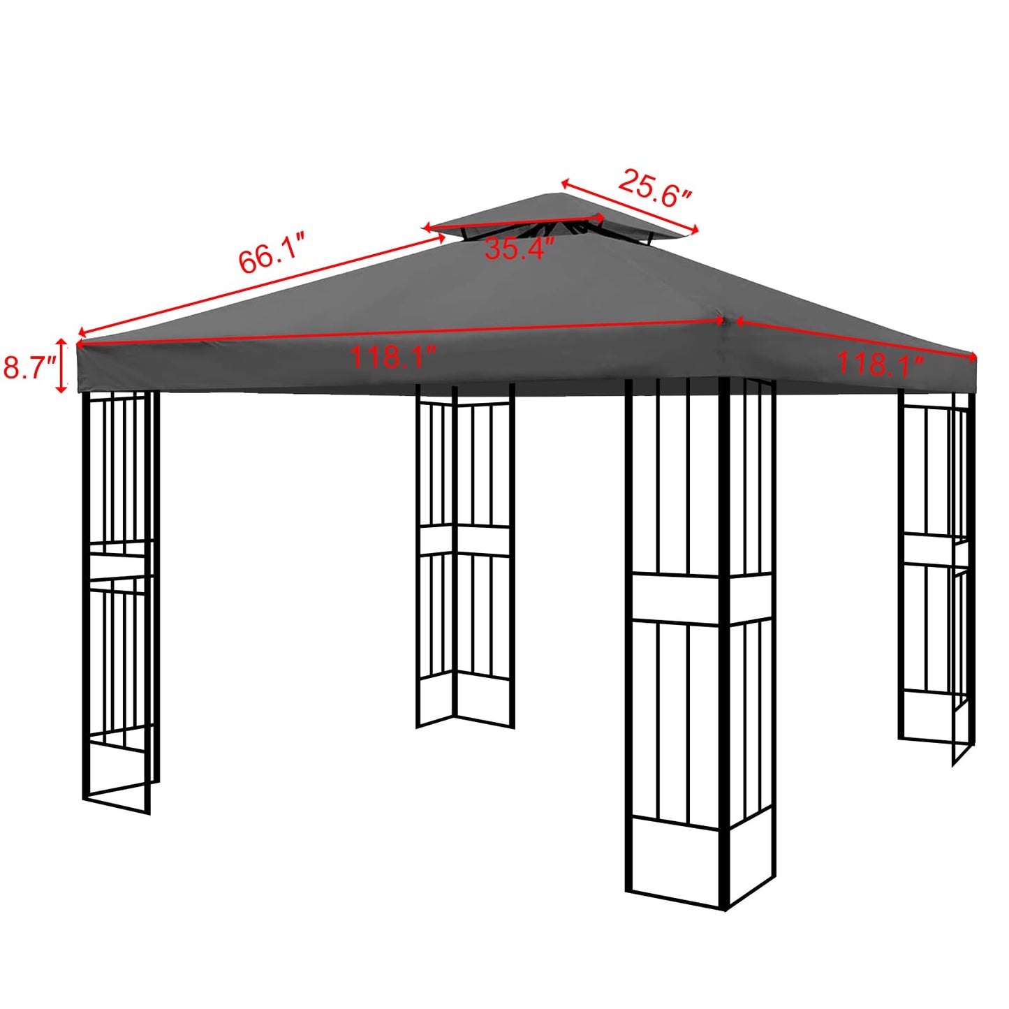 10x10 Ft Outdoor Patio Gazebo Replacement Canopy,Double Tiered Gazebo Tent Roof Top Cover