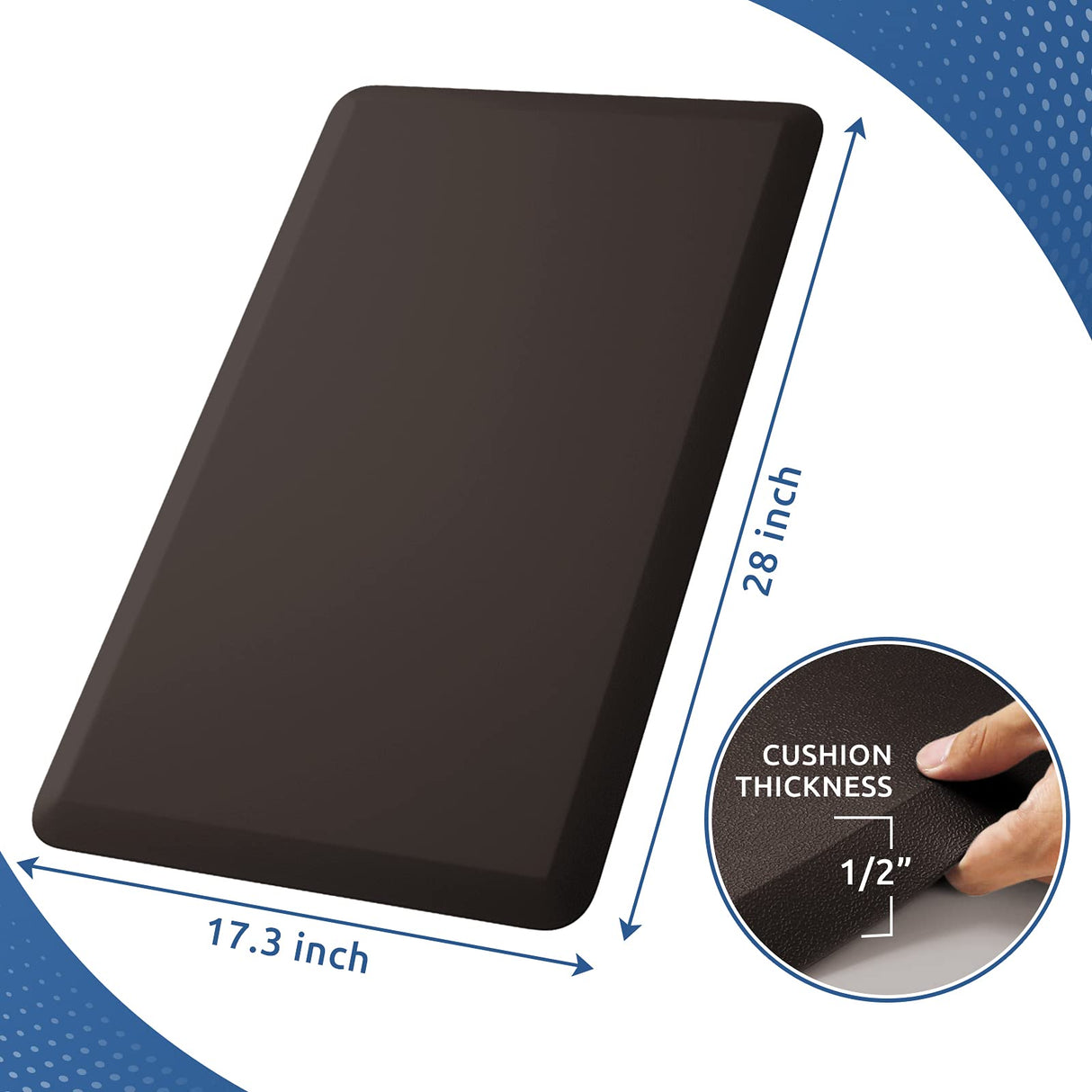 KitchenClouds Kitchen Mat Cushioned Anti Fatigue Rug 17.3"x28" Waterproof Non Slip Standing Desk Mat Comfort Floor Mats for Kitchen House Sink Office (Chocolate) KitchenClouds