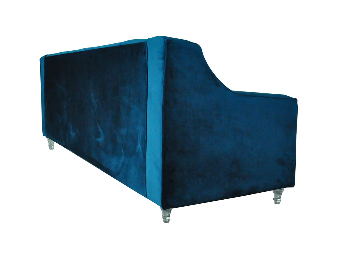 Iconic Home Dylan Velvet Modern Contemporary Button Tufted with Silver Nailhead Trim Round Acrylic Feet Sofa Iconic Home