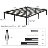 Wulanos King Size Bed Frame, 3500lbs Heavy Duty Metal Frames with Steel Slats Support 14 Inch High Platform Bedframe with Storage, No Box Spring Needed, Sturdy and Durable Noise-Free, Black Wulanos