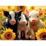 Bits and Pieces - 500 Piece Jigsaw Puzzle for Adults - 18" x 24" - Hello Sunshine - 500 pc Baby Pigs Sunflowers Jigsaw by Stewart Bits and Pieces