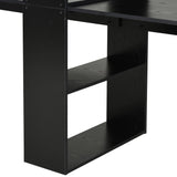 HOMCOM 88" Extra Long 2-Person Computer Desk with Storage Shelves Combo, Double Workstation Storage Study Writing Table for Home Office, Bookshelf, Black HOMCOM