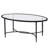 SEI Furniture Quinton Metal/Glass Oval Cocktail Table - Black, 45 in x 25 in x 19 in SEI Furniture