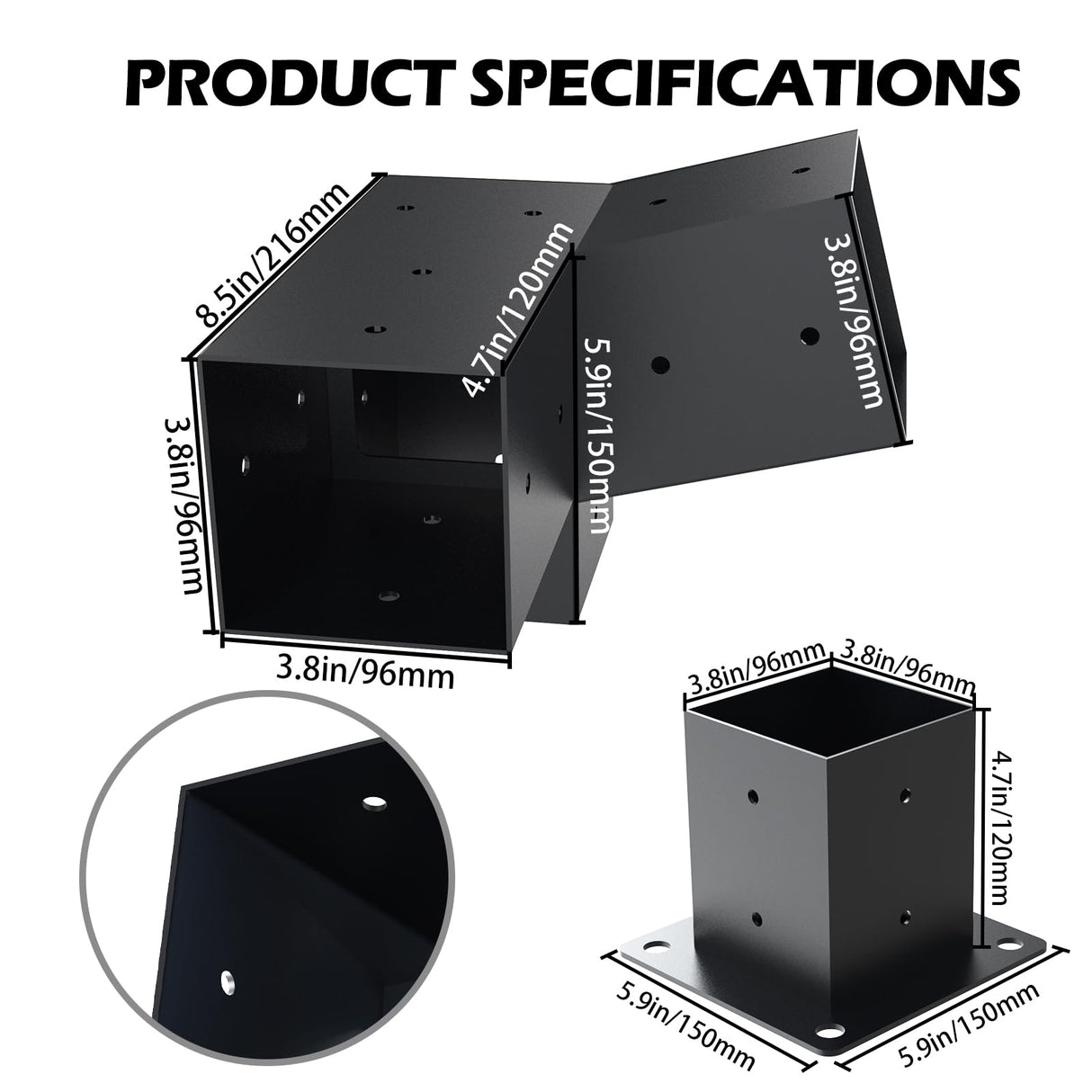 Grehitk Pergola Kit with Brackets, 15°Slanted Roof Pergola Bracket Kit, Roof Wall Mount Extension Bracket Kit 3-Way Brackets for Pergolas,Log Cabin Outdoor Pergola 4"x 4" (Actual 3.5" X 3.5") Lumber Grehitk