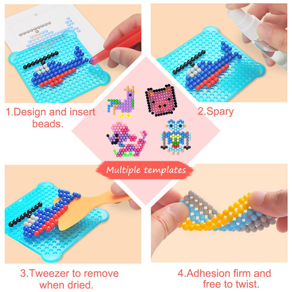 KACAGA Non-Iron Fuse Beads Over 6000 Arts Crafts Bead and Accessories Set Refill No Heat Creative DIY Starter Kit Toys for Kids KACAGA