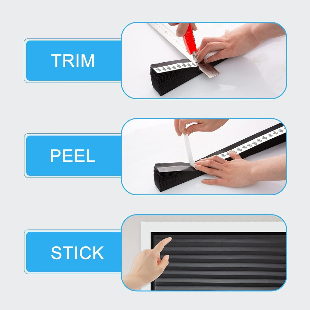 MYshade 6 Pack Temporary Blackout Paper Shades for Windows,Paper Pleated Blinds with Adhesive,No Tools No Drilling Free Cut Size Temporary Room Darkening Shades(Black, 36" W x 72" H) MYshade