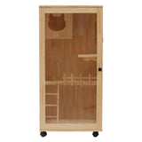 KUMOYOU Wooden Cat House, Large Space Kitten Cage, Enclosure Catio with Ramp and Covered, Lockable Wheels Double Layer Pet Home, Animal Cages for Outdoor Indoor Terrace (Wood, H47.24Inch) KUMOYOU