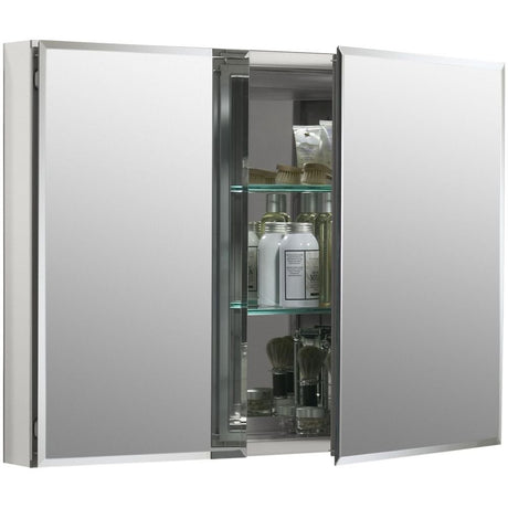 KOHLER CB-CLC3526FS Double Door Beveled Medicine Cabinet with Mirror Doors & Adjustable Shelves, Rectangular Beveled Edge Frame, 35" x 26" KOHLER