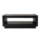 Maven Lane Artemis Large 2 Tier Contemporary Rectangle Wooden Center Coffee Table with Shelf Storage for Living Room in Refined Black Finish Maven Lane
