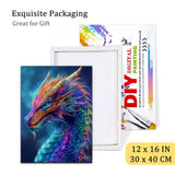 Natuyalo Framed Paint by Numbers for Adults Beginner, Dragon Acrylic Easy Paint by Numbers Kits with Frame Animals Art Craft Kits for Adults Suitable for Wall Decoration 12x16 Inch Natuyalo