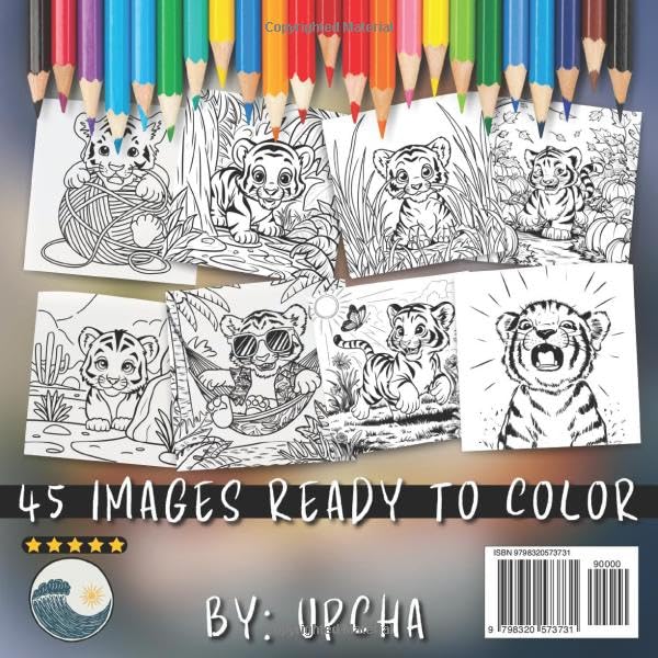 Baby Tiger Coloring Book For Kids: 45 Fun And Cute Tiger Animal Coloring Pages For Boys And Girls Who Loves Tigers Majosta
